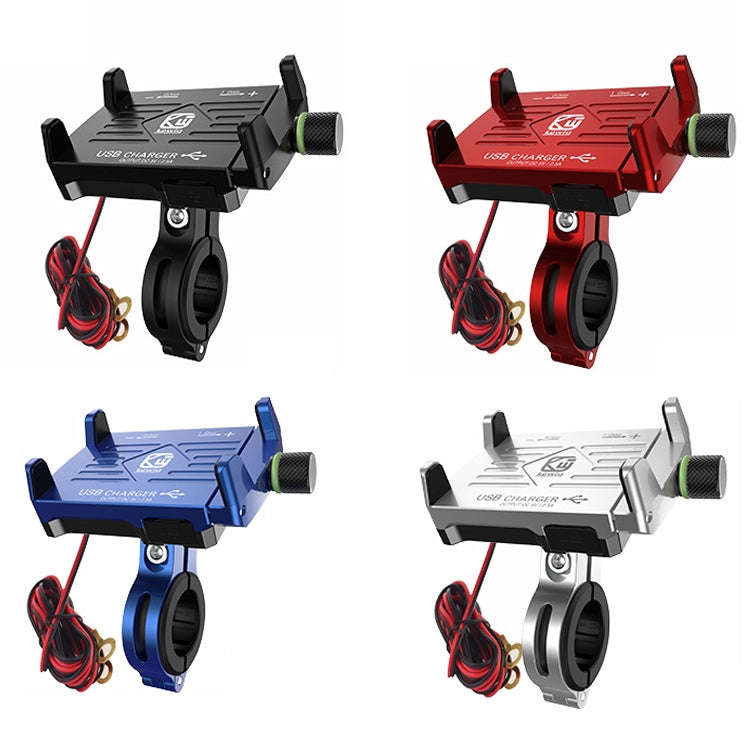 Kewig M6 Aluminum Alloy Motorcycle Mobile Phone Bracket Rechargeable With Switch Waterproof Stabl...