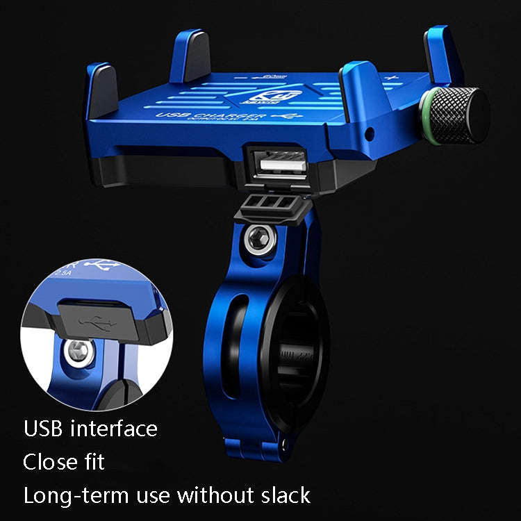 Kewig M6 Aluminum Alloy Motorcycle Mobile Phone Bracket Rechargeable With Switch Waterproof Stabl...