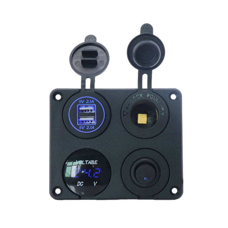 Automobile Motorcycle Ship Modified Universal Dual USB Socket Voltage Measuring Machine Switch 4 ...