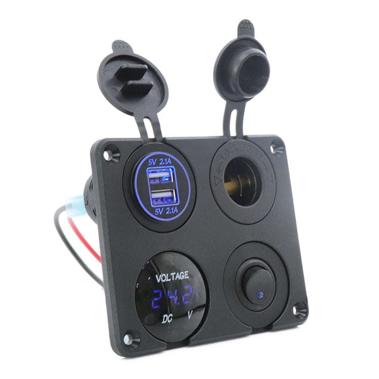 Automobile Motorcycle Ship Modified Universal Dual USB Socket Voltage Measuring Machine Switch 4 ...