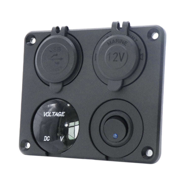 Automobile Motorcycle Ship Modified Universal Dual USB Socket Voltage Measuring Machine Switch 4 ...