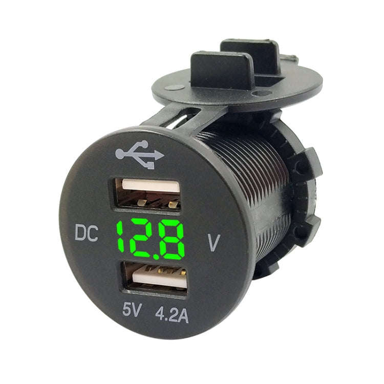4.2A Dual USB With Voltage Display Mobile Phone Charger Socket Power Supply 12V Car Motorcycle(Gr...
