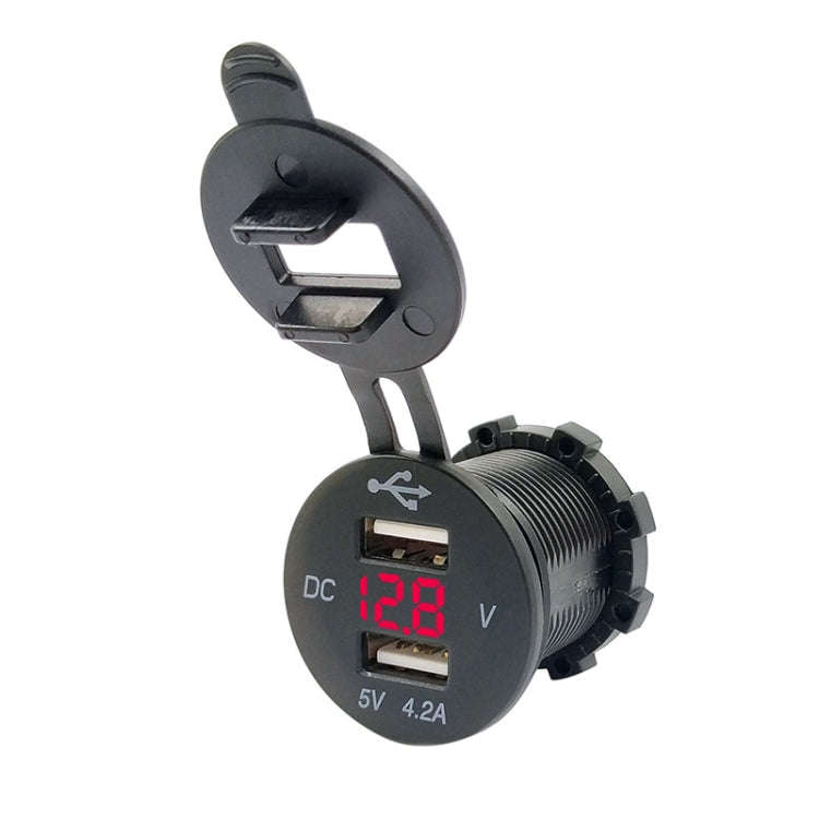 4.2A Dual USB With Voltage Display Mobile Phone Charger Socket Power Supply 12V Car Motorcycle(Re...