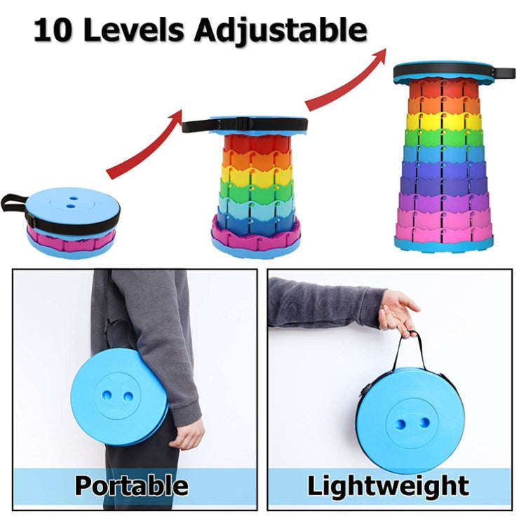 Outdoor Folding Telescopic Stool Portable Fishing Chair(Rainbow)