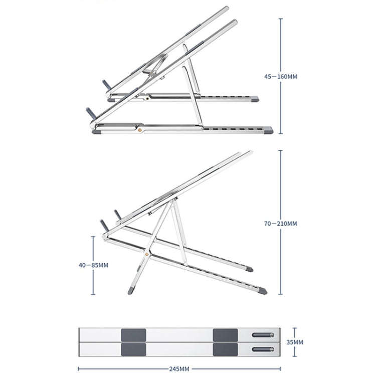 Oatsbasf Z02 Laptop Increasing Cooling Bracket Aluminum Alloy Desktop Adjustable Bracket(Gray)
