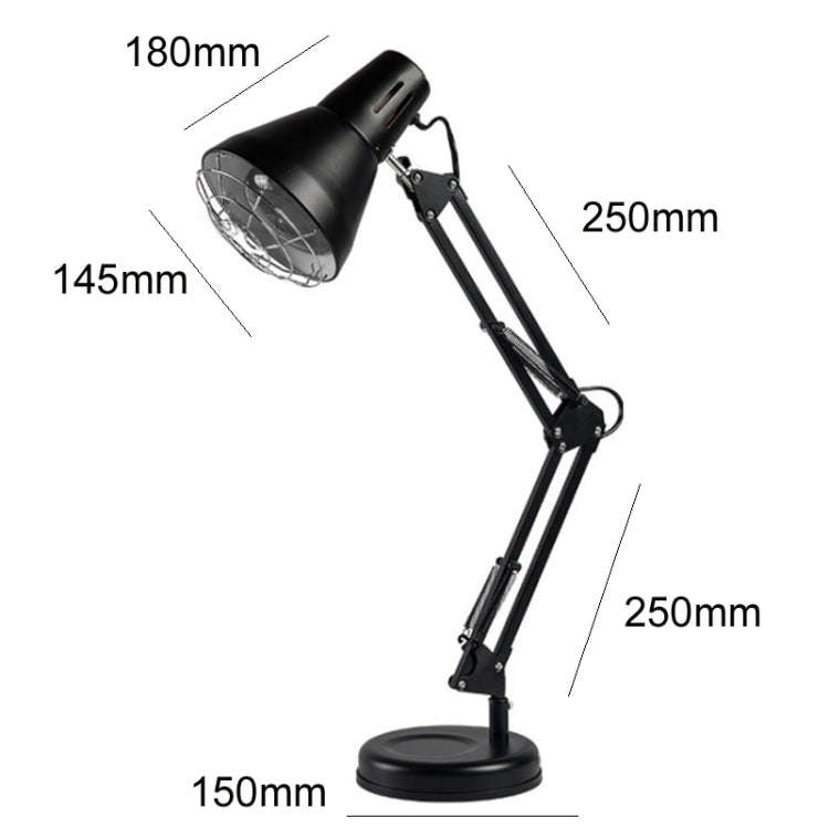 Household 150-watt Infrared Simple Physiotherapy Lamp With Metal Long Arm US Plug, Colour: Button...