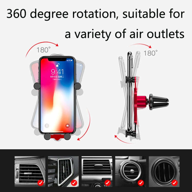 OATSBASF Car Air Outlet Gravity Mobile Phone Holder Snap-On Metal Bracket(Black)