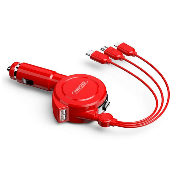 Oatsbasf 3 in 1 Multifunctional Car Charger Data Cable, Colour: 1MRed