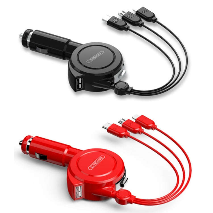Oatsbasf 3 in 1 Multifunctional Car Charger Data Cable, Colour: 1MRed