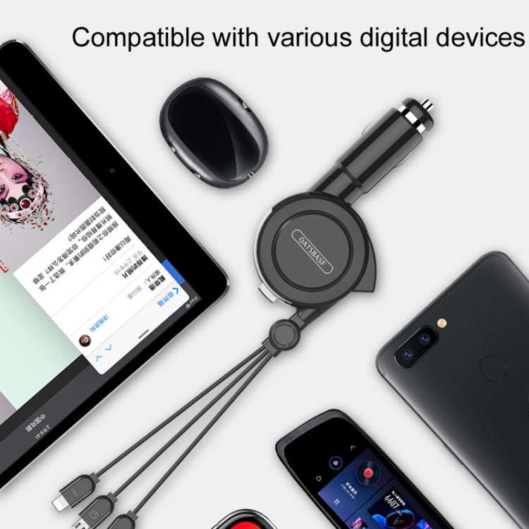 Oatsbasf 3 in 1 Multifunctional Car Charger Data Cable, Colour: 1MRed