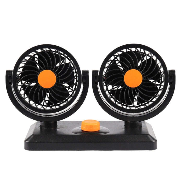 Car Fan Portable Mini Adjustable Car Double-Headed Electric Fan, Colour: Orange 24V Cigarette Lig...