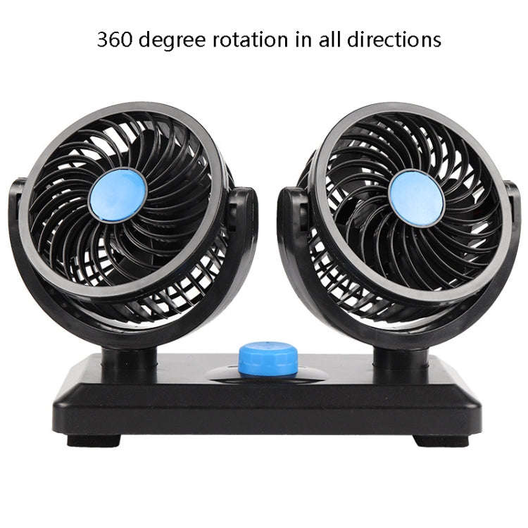 Car Fan Portable Mini Adjustable Car Double-Headed Electric Fan, Colour: Blue USB Universal