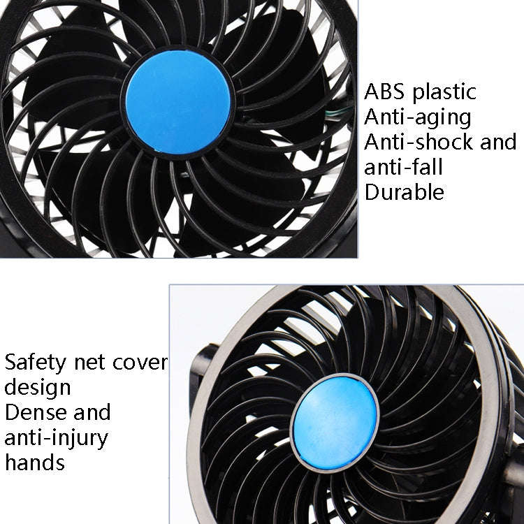 Car Fan Portable Mini Adjustable Car Double-Headed Electric Fan, Colour: Blue USB Universal