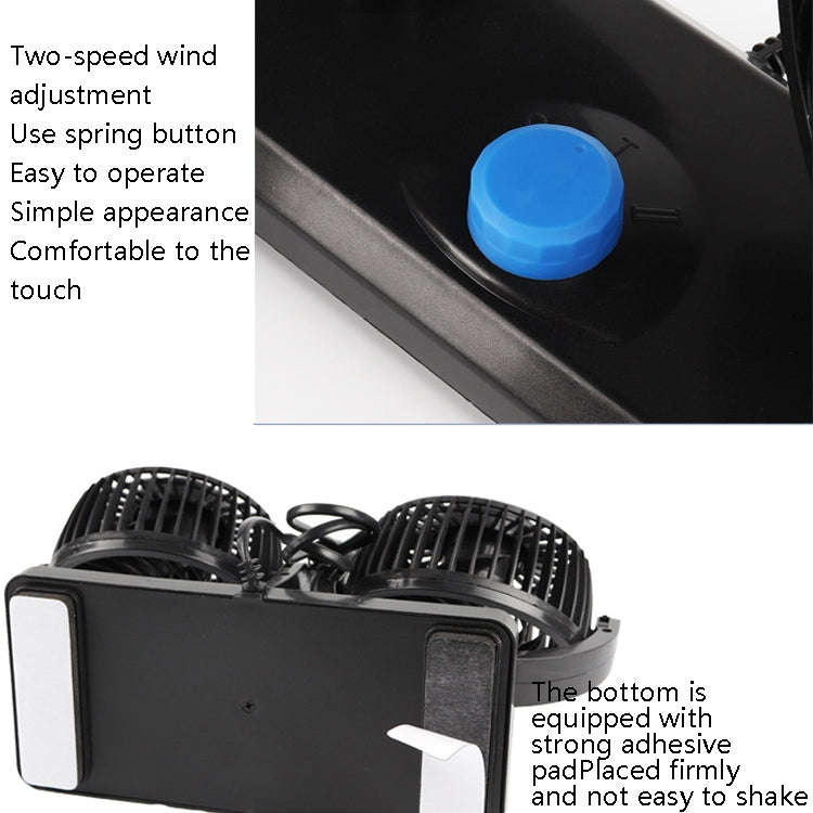 Car Fan Portable Mini Adjustable Car Double-Headed Electric Fan, Colour: Blue USB Universal