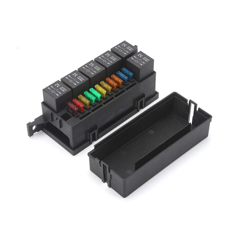 Car Modified 12V / 4Pin / 40A Black Shell 11-Way Fuse With 6-Way Relay Car Machine Cabin Link Inn...