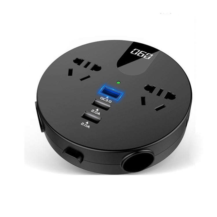 QC3.0 Car 12V 24V To 110V 220V Multi-function Inverter(Black Round)
