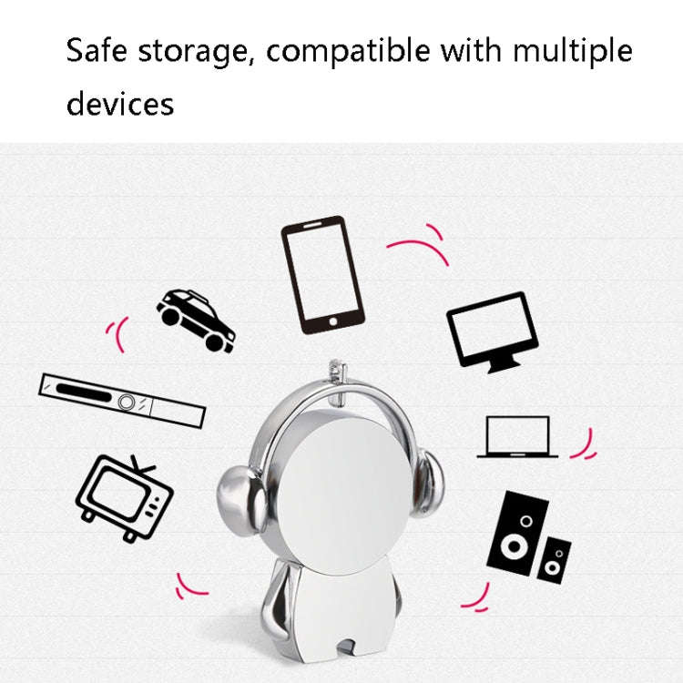 Y01 Metal Musician Car Cartoon Style U Disk, Capacity: 64GB(Silver)
