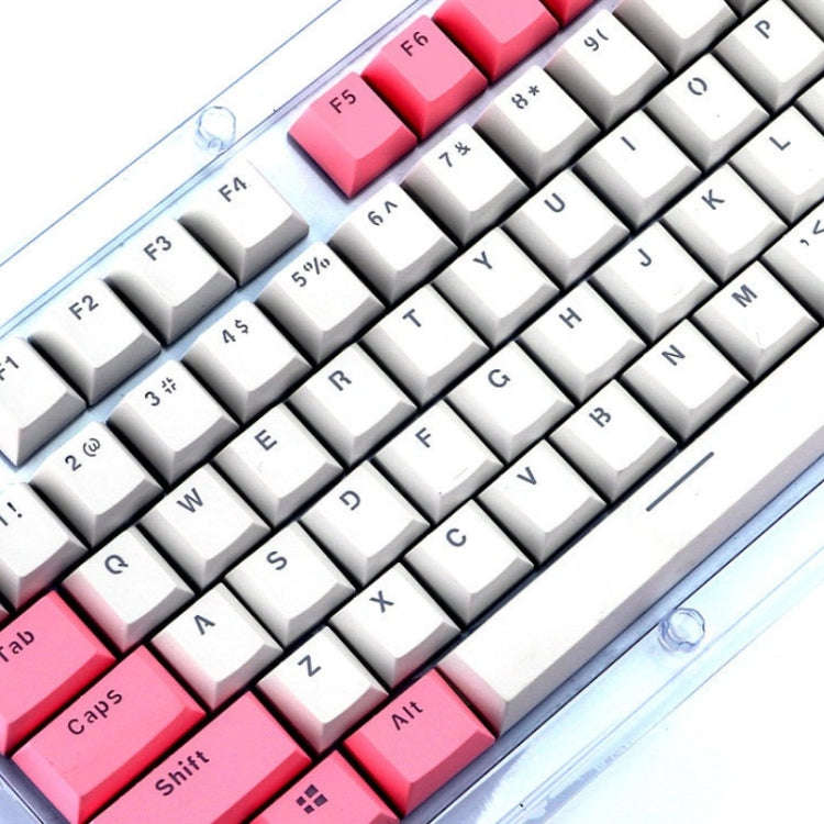 104-Keys Two-Color Mold Transparent PBT Keycap Mechanical Keyboard(Pink White)