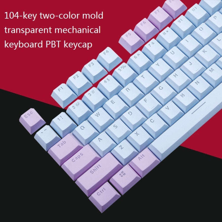 104-Keys Two-Color Mold Transparent PBT Keycap Mechanical Keyboard(Pink White)