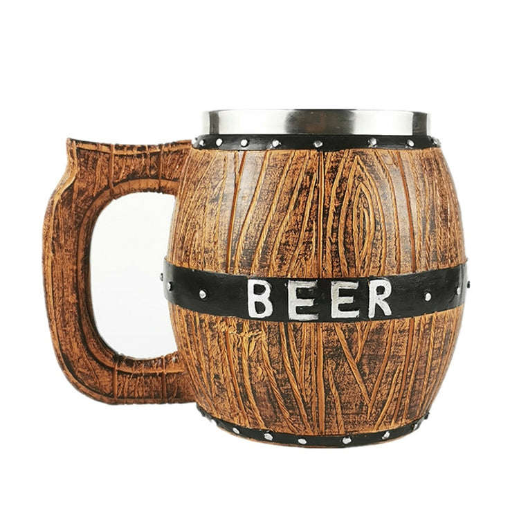 550ml Stainless Steel Wooden Barrel Beer Mug Large Capacity Wine Barrel Cup Personalized Bar Supp...