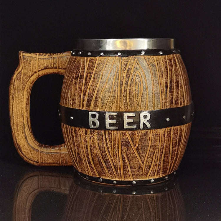 550ml Stainless Steel Wooden Barrel Beer Mug Large Capacity Wine Barrel Cup Personalized Bar Supp...