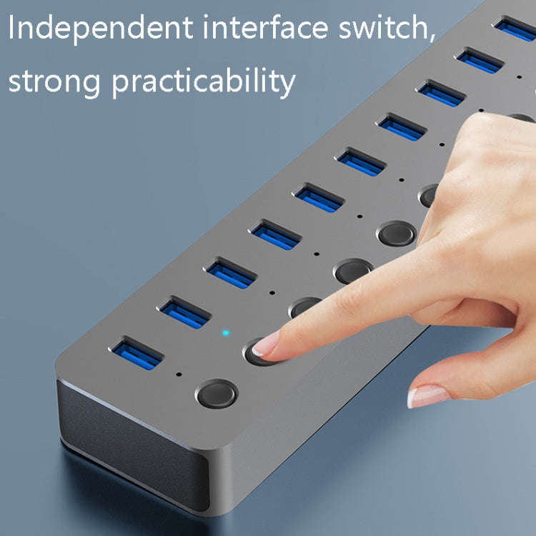 Blueendless USB Splitter Aluminum Alloy QC Fast Charge Expander, Number of interfaces: 10-port (1...