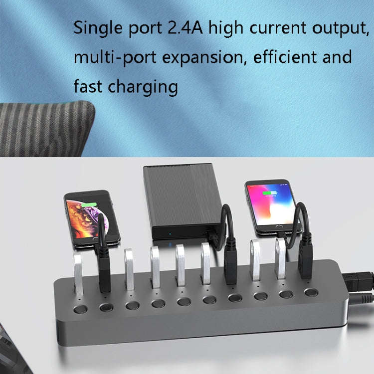 Blueendless USB Splitter Aluminum Alloy QC Fast Charge Expander, Number of interfaces: 10-port (1...