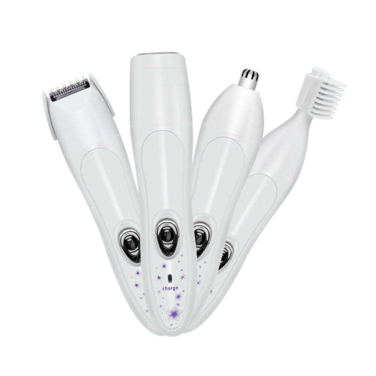 Electric 4 In 1 Epilator Ladies Household Multi-Function Water Washing Shaver(Purple Flower)