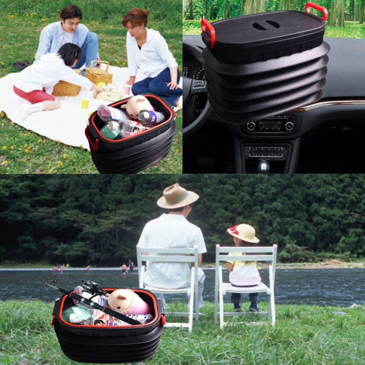 18L Folding Trash Can Telescopic Storage Box Storage Bucket Folding Water Bucket(English Black Wi...