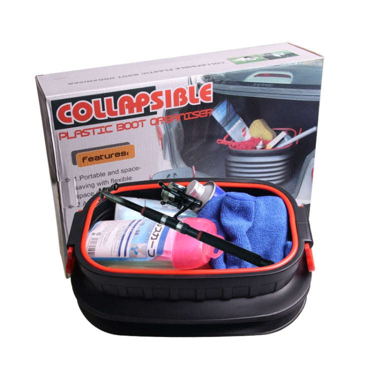 18L Folding Trash Can Telescopic Storage Box Storage Bucket Folding Water Bucket(English Black Wi...