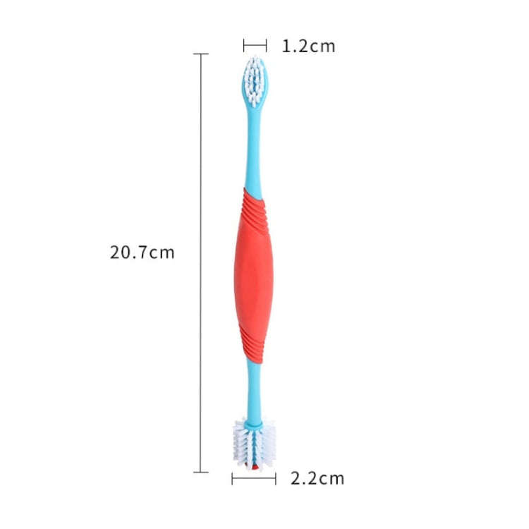Pet Double-Head Toothbrush Pet Oral Cleaning Products(Blue)