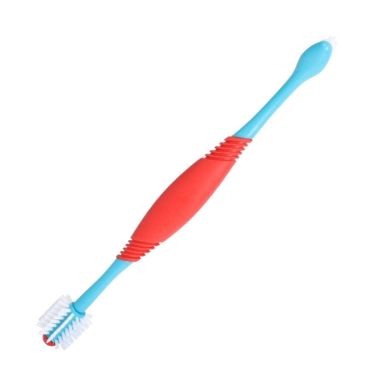 Pet Double-Head Toothbrush Pet Oral Cleaning Products(Blue)