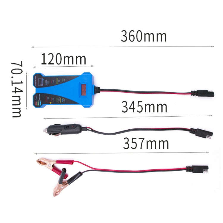 12V Three-In-One Battery Tester Digital Display Tester (Blue)