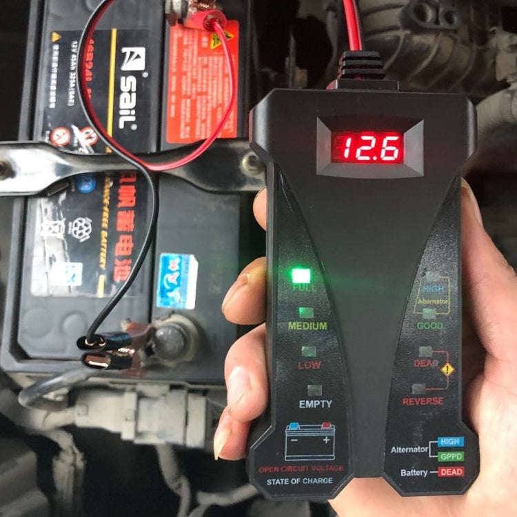 12V Three-In-One Battery Tester Digital Display Tester(Black)