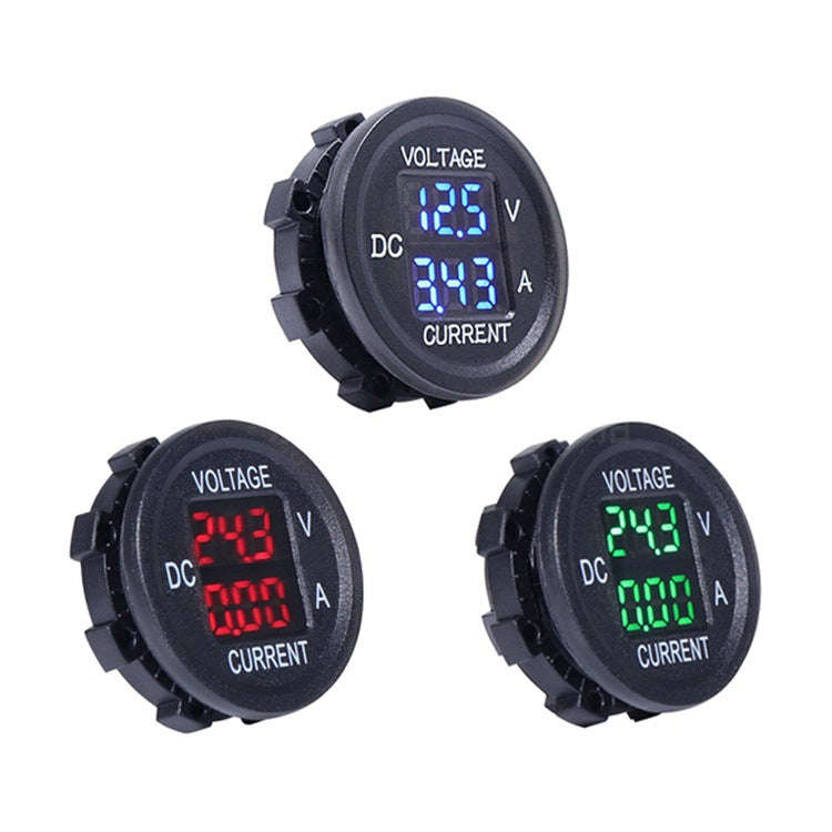 2 In 1 Modified Car Double Digital Voltage Current Table Measuring Instrument(Red Light)