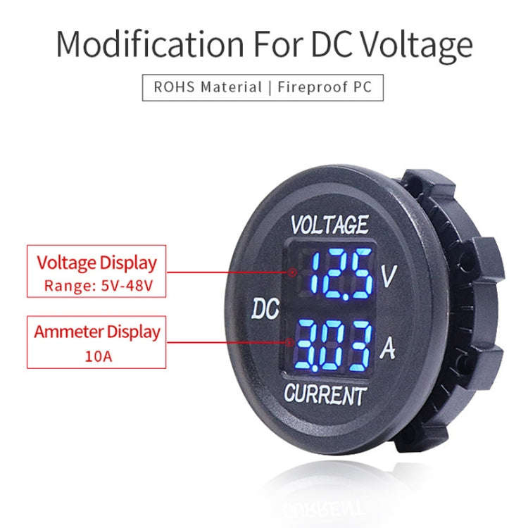 2 In 1 Modified Car Double Digital Voltage Current Table Measuring Instrument(Green Light)