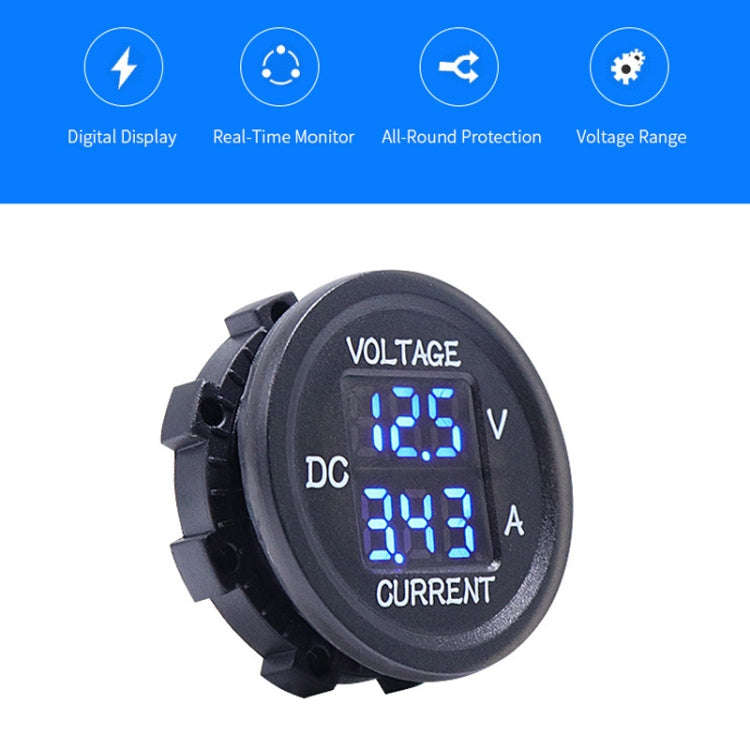 2 In 1 Modified Car Double Digital Voltage Current Table Measuring Instrument(Green Light)