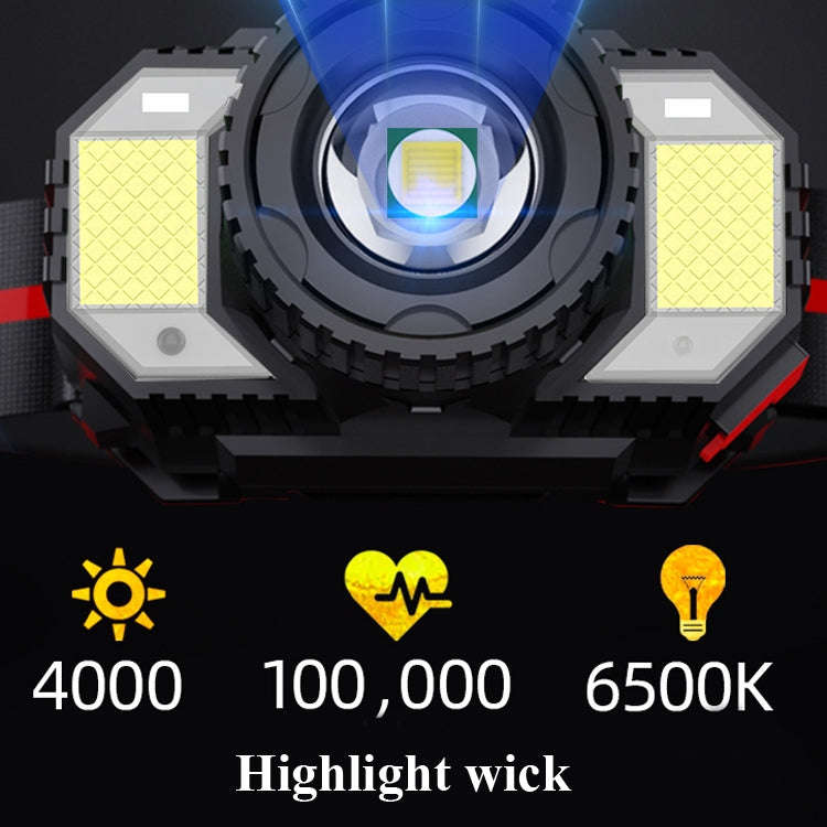 TG-TD009 LED Strong Headlamp Head-Mounted USB Rechargeable Zoom Sensor Headlamp, Colour: White Light
