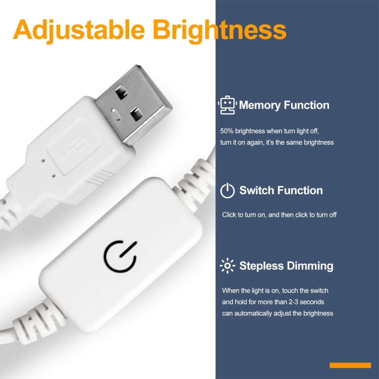 2 PCS 0.5m Waterproof LED Plant Growth Lamp USB Touch Dimming Full Spectroscopy Planting Fill Light