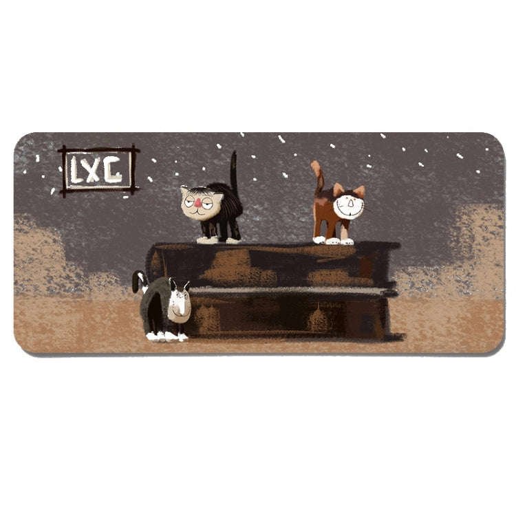 400x900x4mm illustration Cartoon Pattern Waterproof Non-Slip Mouse Pad(Three Cats)