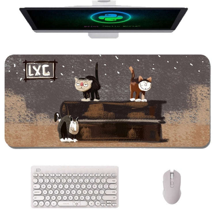 400x900x4mm illustration Cartoon Pattern Waterproof Non-Slip Mouse Pad(Three Cats)