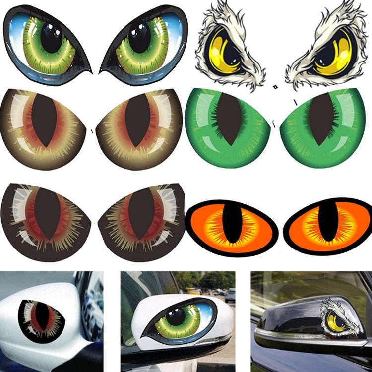 1pc Car Reflective Car Sticker Rearview Mirror Eye Funny Sticker 3D Scratch Blocking Body Sticker...