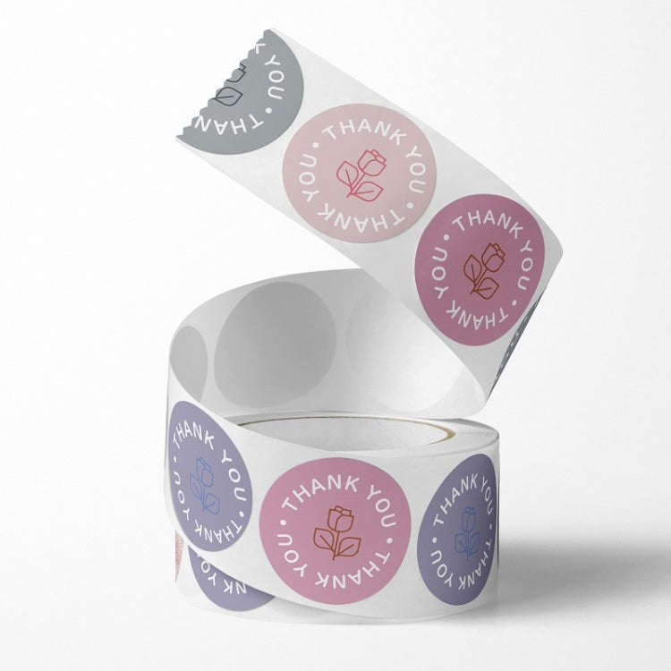 10 PCS Rose Flower Thank You Sticker Gift Box Sealing Sticker, Size: 25mm 500 / Rolls