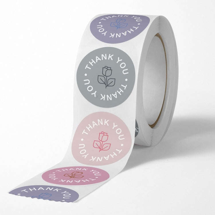 10 PCS Rose Flower Thank You Sticker Gift Box Sealing Sticker, Size: 25mm 500 / Rolls