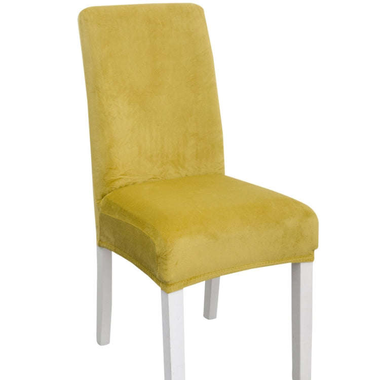 Simple Soft High Elastic Thickening Velvet Semi-Interior Chair Cover Hotel Chair Cover(Yellow Green)