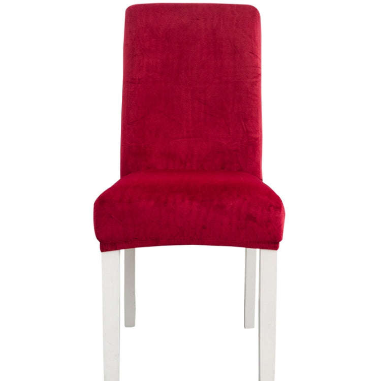Simple Soft High Elastic Thickening Velvet Semi-Interior Chair Cover Hotel Chair Cover( Wine Red)