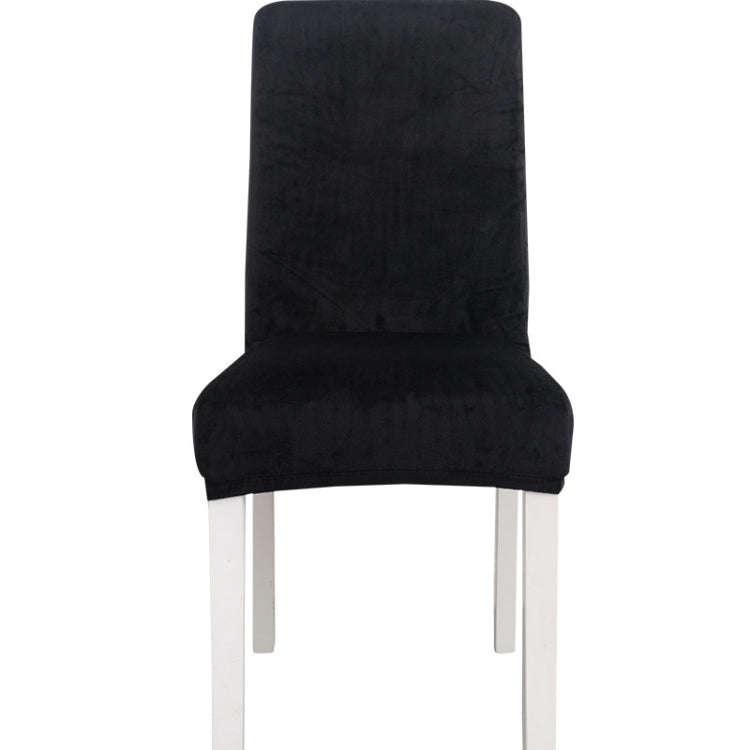 Simple Soft High Elastic Thickening Velvet Semi-Interior Chair Cover Hotel Chair Cover(Black)
