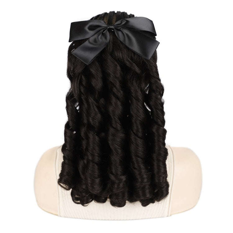 Princess Curly Ponytail Wig Costume Film And Television Retro Prom Comb Ponytail Curly Hair(Brown...