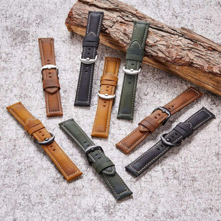Quick Release Watch Band Crazy Horse Leather Retro Watch Band For Samsung Huawei,Size: 22mm  (Lig...