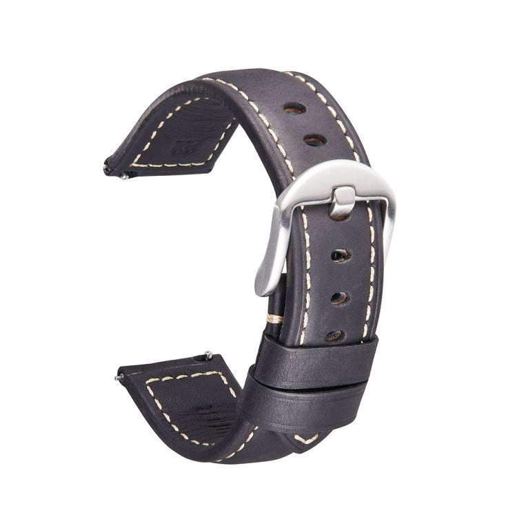 Quick Release Watch Band Crazy Horse Leather Retro Watch Band For Samsung Huawei,Size: 22mm  (Bla...